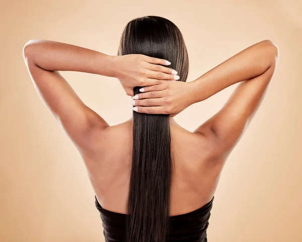 Ruce Vlasy Pohled Zezadu Žena Krásou Kosmetika Keratin Ošetření Izolované — Stock fotografie