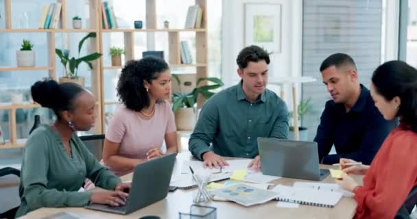 Toplantısı Ofis Planlaması Akışı Çalışanlarla Çalışma Grubu Hakkında Tartışma Takım — Stok video