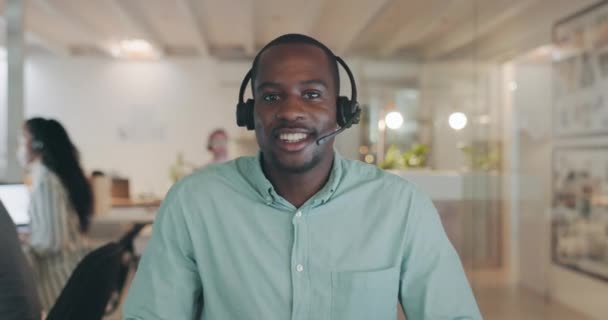 Call Center Face Vídeo Call Homem Negro Consultor Negócios Consultor — Vídeo de Stock