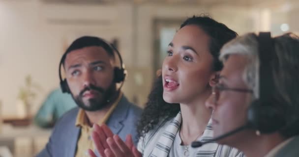 Çağrı Merkezi Adamlarıyla Iletişim Müşteri Hizmetleri Tele Pazarlama Için Eğitim — Stok video