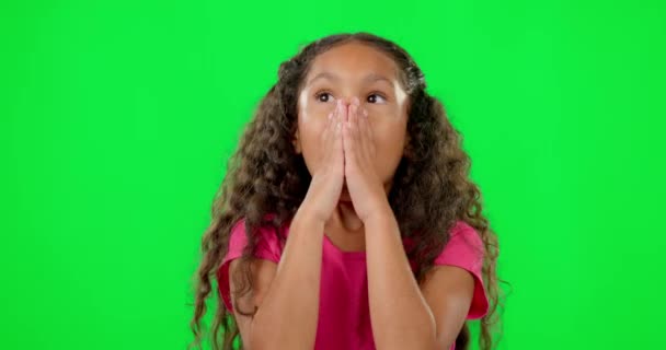 Sürpriz Yüz Yeşil Perde Çocuğu Kız Kişi Haber Gençlik Duyurusu — Stok video