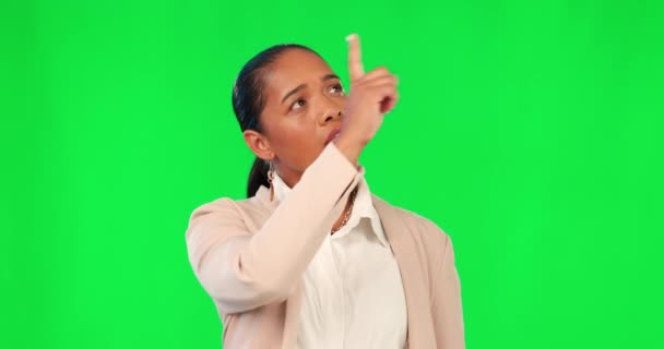 Comparaison Écran Vert Pointage Femme Affaires Penser Décision Entreprise Promotion — Video