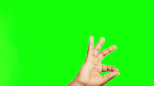 Руки Знак Ідеальний Успіх Зеленому Екрані Гарної Роботи Фоні Студії — стокове відео
