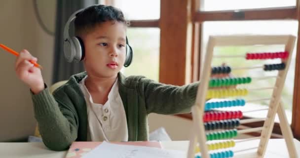 Abacus Math Homework Child Kindergarten Studying Knowledge Education Growth Development — Stock Video