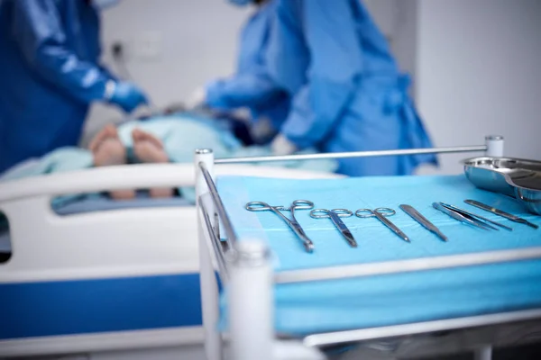 Cirurgia Equipamentos Médicos Com Tesoura Para Procedimento Cirúrgico Emergência Cuidados — Fotografia de Stock