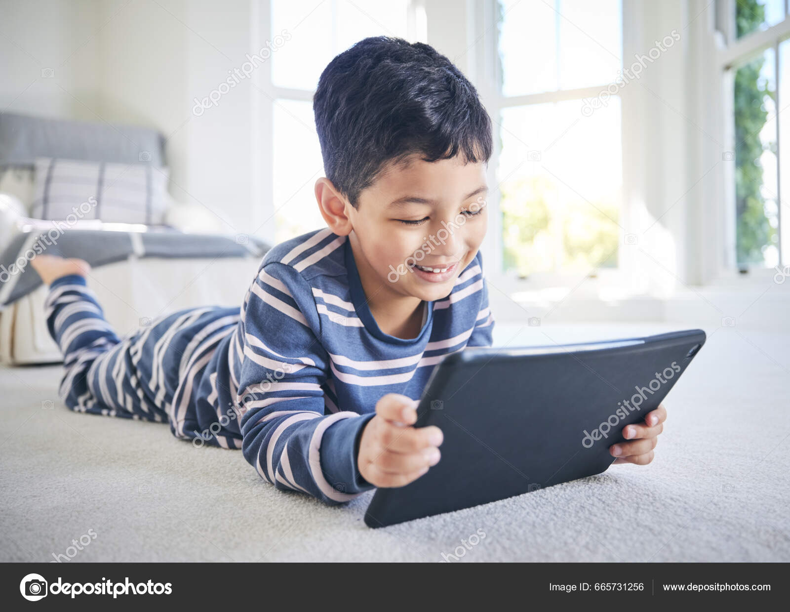 Young Boy Tablet Games Cartoon Streaming Online Internet Learning