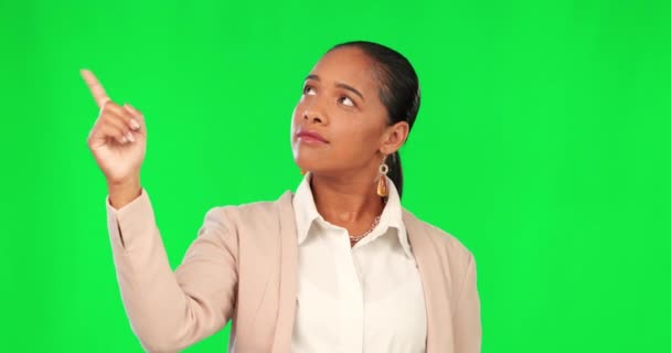 Yeşil Ekran Düşünme Karar Kadını Kurumsal Strateji Karşılaştırması Plan Tanıtım — Stok video