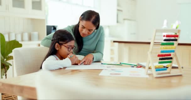 Домашнє Завдання Мати Або Дівчинка Які Пишуть Навчання Або Вивчають — стокове відео