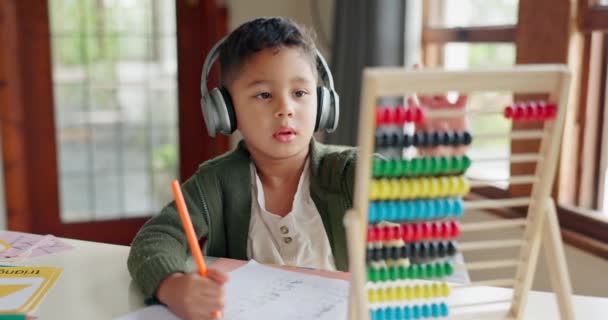 Thuis Leren Wiskunde Onderwijs Kind Kleuterschool Studeren Voor Kennis Groei — Stockvideo
