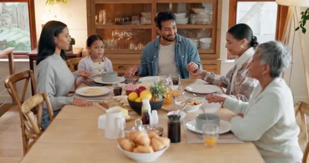 Relájese Comida Amor Con Gran Familia Mesa Para Desayuno Nutrición — Vídeos de Stock