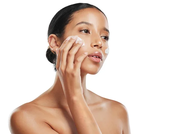 Mujer Crema Facial Relax Para Cosméticos Belleza Para Cuidado Piel — Foto de Stock