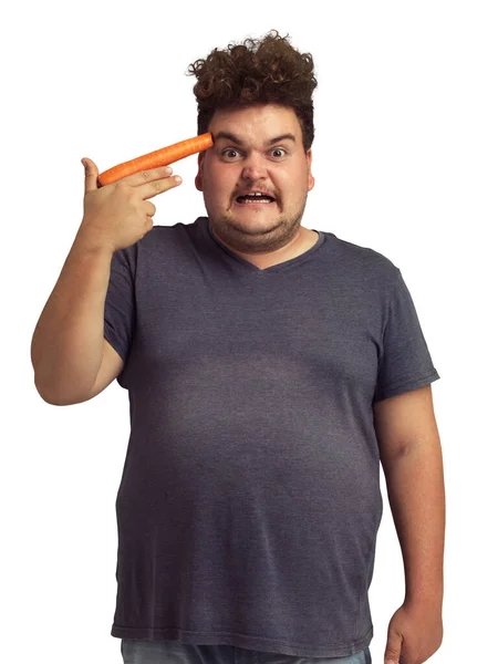 Морквяна Пістолет Плюс Розмір Людина Портреті Ізольовані Прозорому Фоні Png — стокове фото