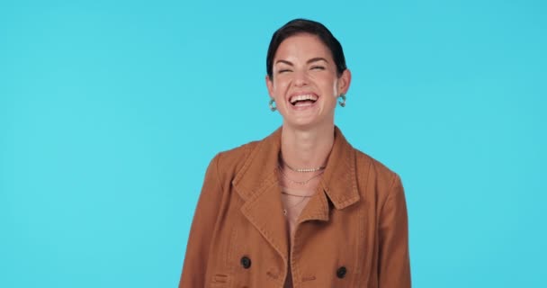 Feliz Risa Cara Mujer Negocios Estudio Para Profesionales Diseñador Sonrisa — Vídeo de stock