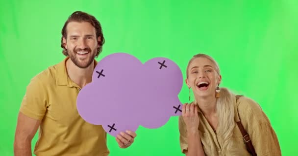 Mockup Speech Bubble Laugh Couple Green Screen Social Media News — стокове відео