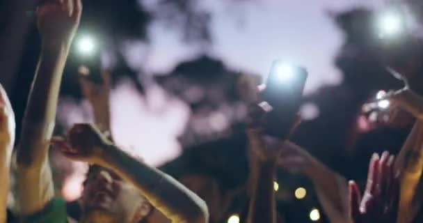Lampu Kilat Pesta Dan Orang Orang Merayakan Festival Atau Konser — Stok Video