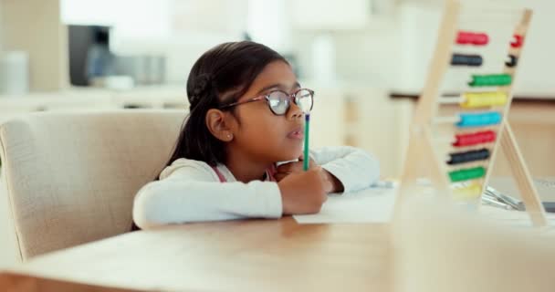 Onderwijs Schrijven Wiskunde Met Kind Huiswerk Voor Leren Toekomst Groei — Stockvideo