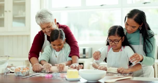 Cocina Feliz Comida Con Gran Familia Cocina Para Aprendizaje Generaciones — Vídeos de Stock