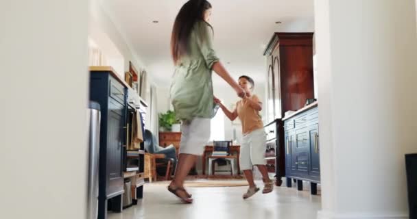 Mother Happy Dance Child Home Bonding Having Fun Time Together — Vídeo de Stock
