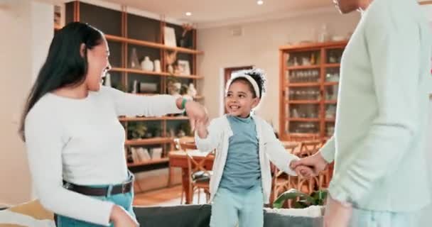 Mother Father Child Dancing Family Home Relax Bond Quality Time — Stockvideo