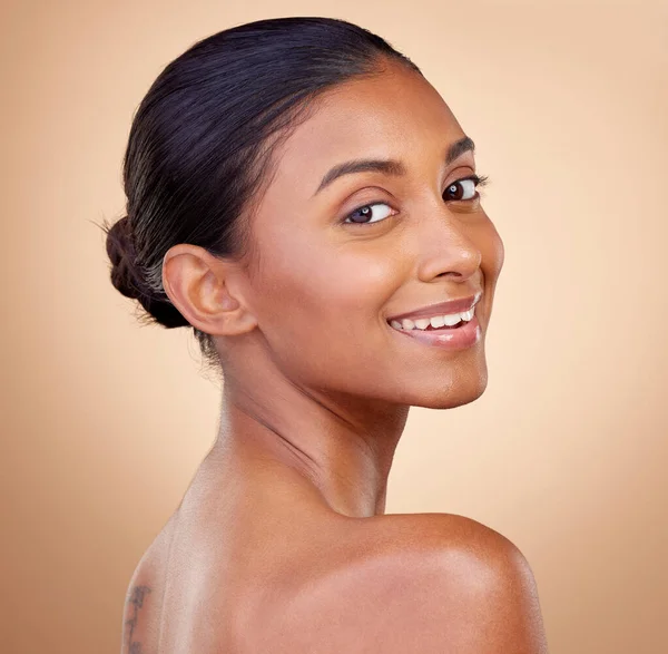 Portré Szépség Vagy Boldog Természetes Arc Világít Bőrgyógyászat Bőrápolás Kozmetikumok — Stock Fotó