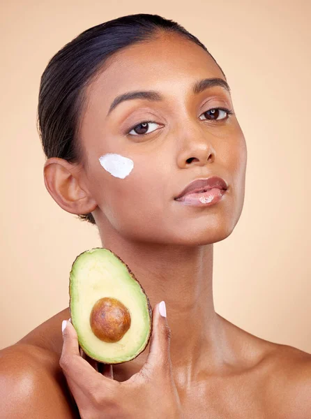 Avocado Cream Skincare Portrait Woman Studio Product Beauty Natural Cosmetics — Stock Photo, Image