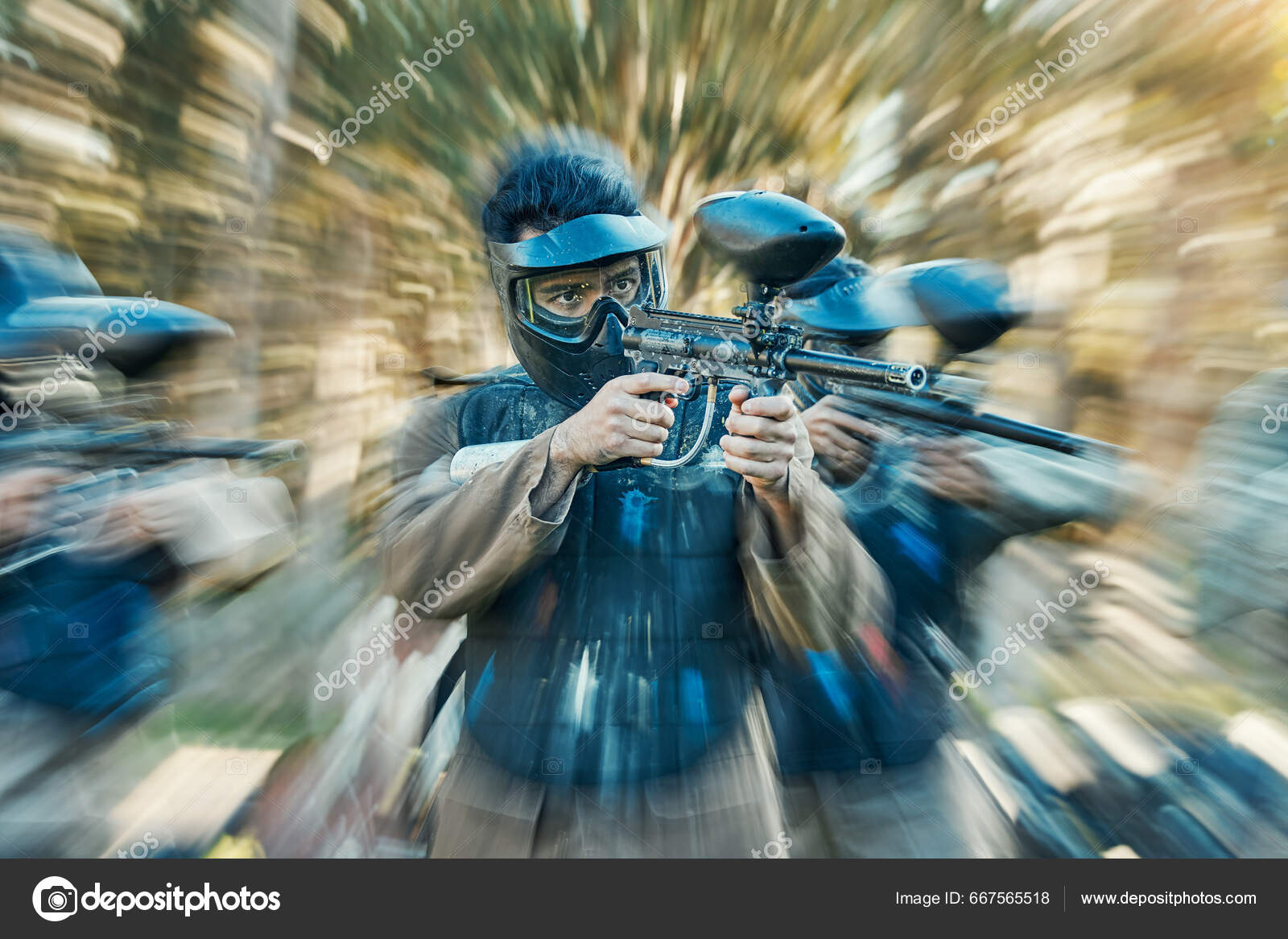 Paintball Sniper Ready For Shooting Stock Photo - Download Image