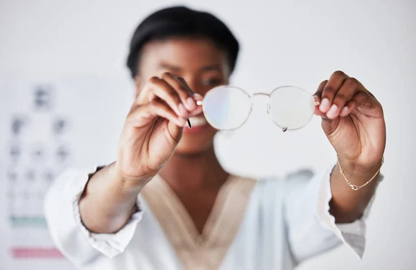 Manos Mujer Óptico Con Gafas Para Visión Vista Lentes Prescripción —  Fotos de Stock
