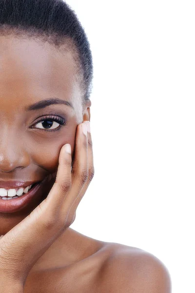 Krása Přichází Přirozeně Studio Záběr Atraktivní Africký Americký Model Izolované — Stock fotografie