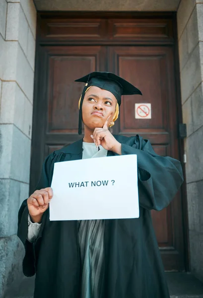 Zwarte Vrouw Wat Tekenen Student Denken Van Onderwijs Keuze Beslissing — Stockfoto