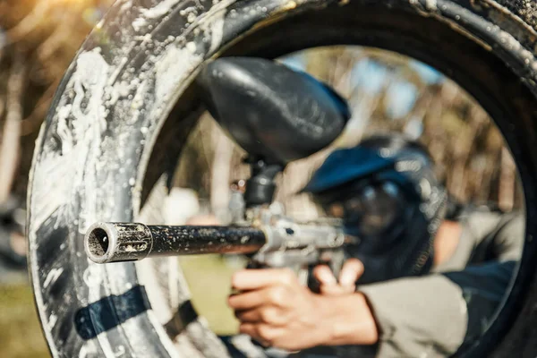 Пейнтбол Стрельба Цель Человеком Игровой Площадке Поля Боя Миссии Солдат — стоковое фото
