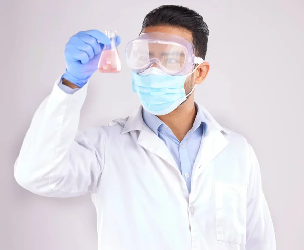 Medisch Chemisch Mens Met Onderzoek Test Wetenschappelijke Doorbraak Tegen Een — Stockfoto