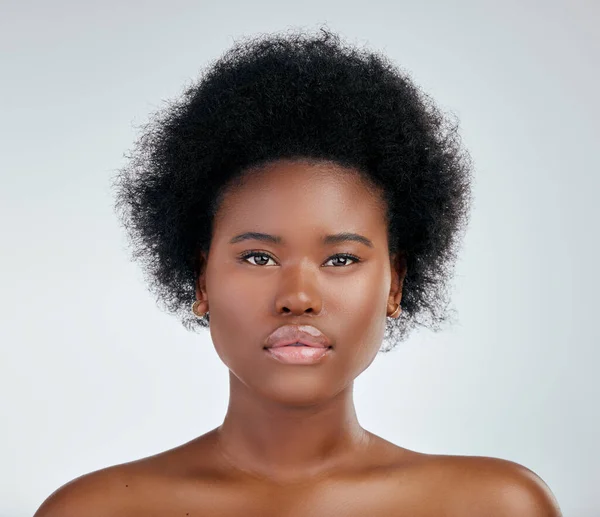 Face Skincare Beauty Black Woman Studio Isolated White Background Portrait — Stock Photo, Image