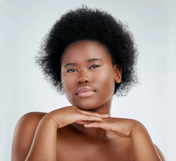 Beauty Face Skincare Black Woman Hands Studio Isolated White Background — Stock Photo, Image