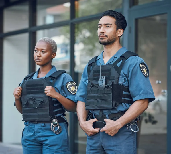 Sécurité Équipe Police Personnes Ville Pour Travail Inspection Supervision Pendant — Photo