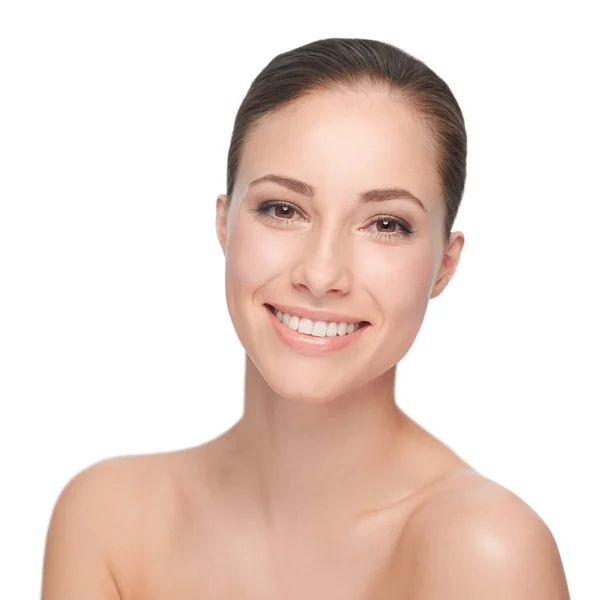 Skincare Beauty Face Woman Happy Smile Teeth Clean Skin Png — Stock Photo, Image
