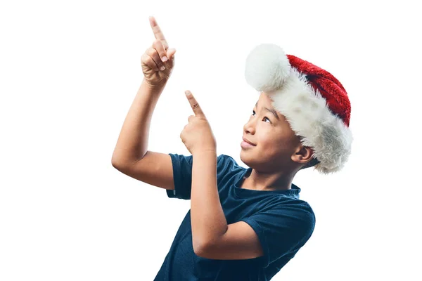 Navidad Señalando Feliz Con Niño Sobre Fondo Transparente Para Celebración —  Fotos de Stock
