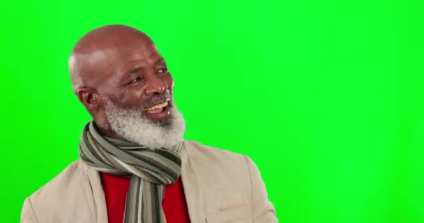 Burla Pantalla Verde Hombre Negro Apuntando Hacia Arriba Felicidad Alegre — Vídeos de Stock