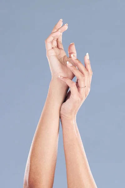 Hands Nails Manicure Woman Beauty Skincare Dermatology Isolated Grey Background — Stock Photo, Image
