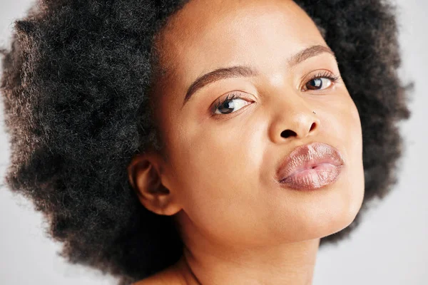 Soins Peau Beauté Portrait Une Femme Noire Avec Dermatologie Cosmétique — Photo
