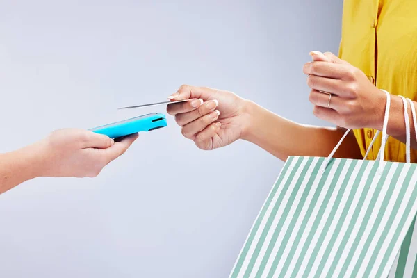 Máquina Cartão Compras Pos Mãos Mulher Pagamento Line Serviço Digital — Fotografia de Stock