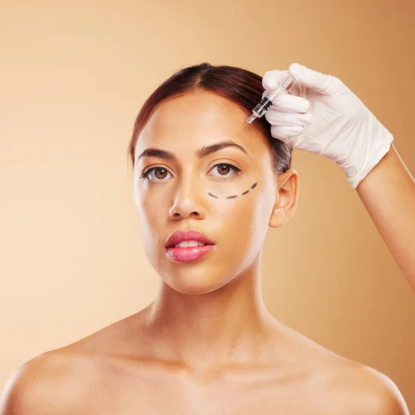 Rinoplastia Cirurgia Plástica Seringa Para Mulher Com Beleza Facial Para — Fotografia de Stock