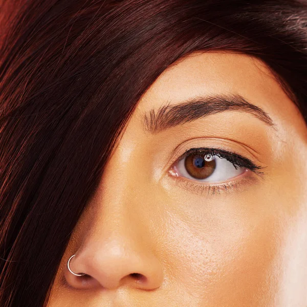Manken Bir Kadınla Görüş Saç Göz Cilt Bakımı Güzellik Estetik — Stok fotoğraf