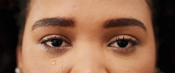 Mulher Choro Retrato Com Lágrimas Nos Olhos Por Depressão Problema — Fotografia de Stock