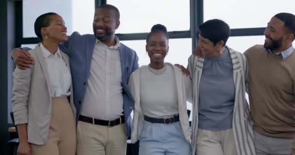 Деловые Люди Счастье Разнообразие Солидарность Смех Вместе Корпоративным Сообществом Поддержка — стоковое видео
