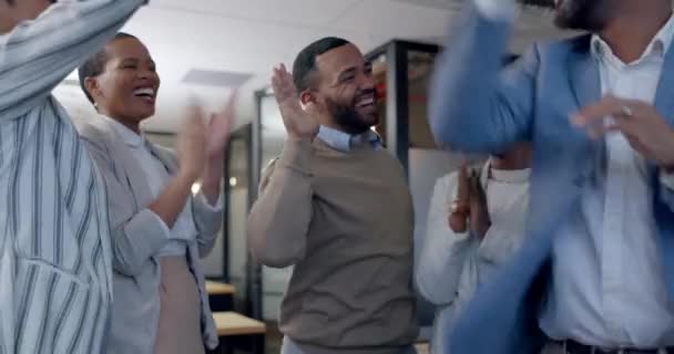 Adamları Beşlik Çakın Takım Çalışması Için Alkışlayın Hedefler Başarı Kutlama — Stok video