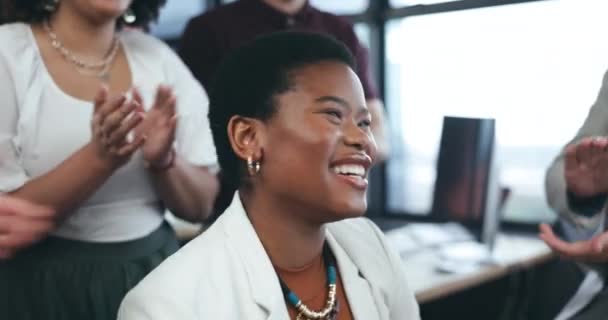 Applause Winner Business Woman Financial Bonus Agency Goals Sales Celebration — Stock Video