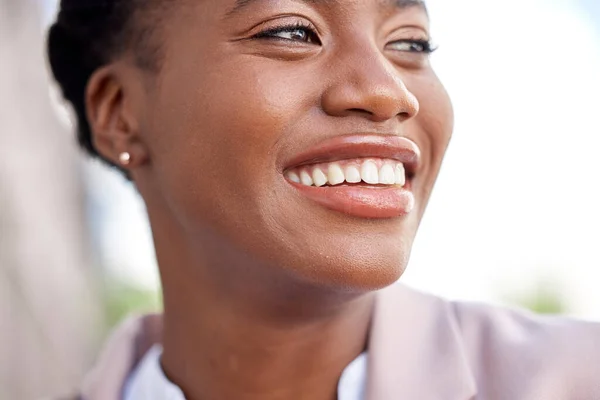 Smile Thinking Business Woman City Urban Town Feeling Excited Happy — Stock Photo, Image
