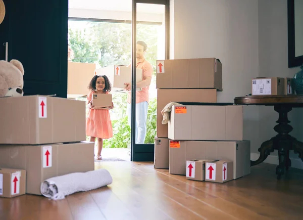 Gay Couple Child Adoption Moving New Home Boxes Property Investment — Stock Photo, Image