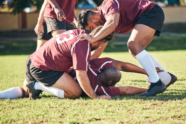 Rugby Spor Antrenman Bir Maç Maç Için Sahada Bir Araya — Stok fotoğraf
