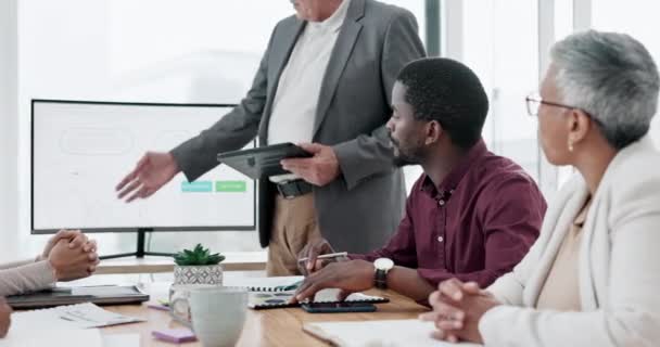 Erkek Sunumu Toplantısı Ekran Bilgisi Artış Veya Finansman Verileri Için — Stok video